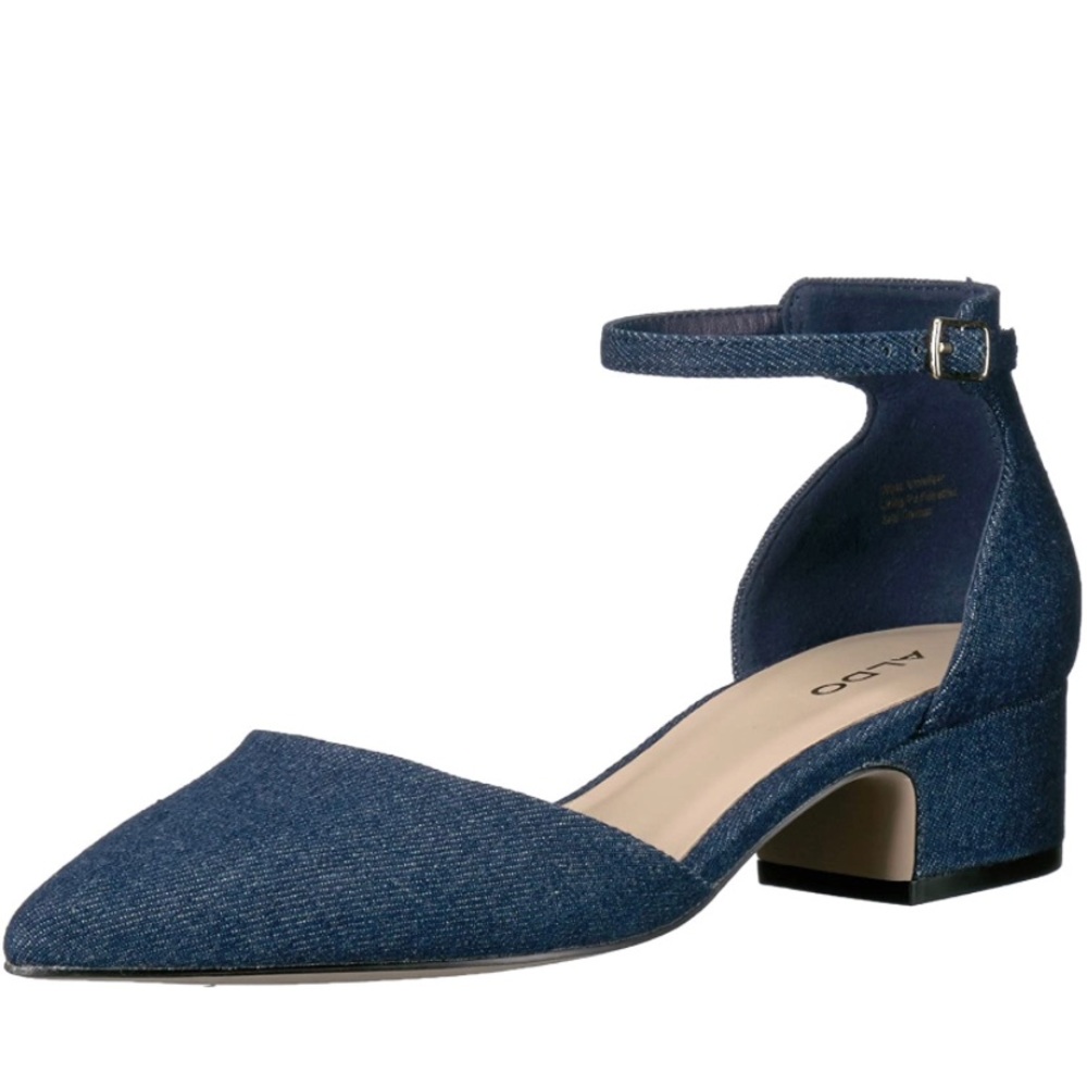 Aldo Denim Pointed Toe Block Heels Size 7 (US)